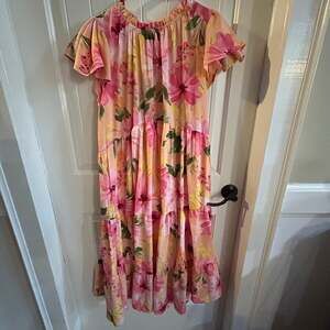 Carole Christian Floral Print Tiered Maxi Dress